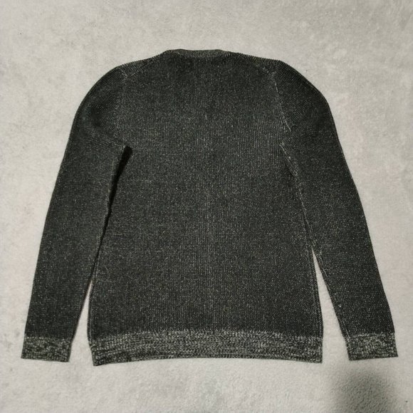 Reiss Jumper Mens XS Tiger Grey Chunky Tight Knit Contrasting Trim Crew Heavy - Picture 8 of 13